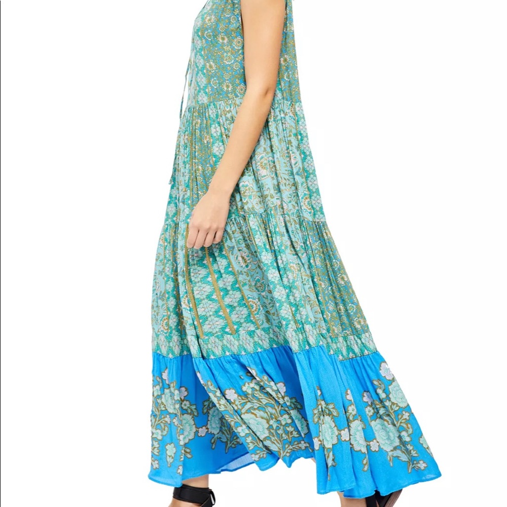 FREE PEOPLE Hanalei Bay Maxi Dress Blue Size Medium Turquoise Multi - Picture 5 of 16
